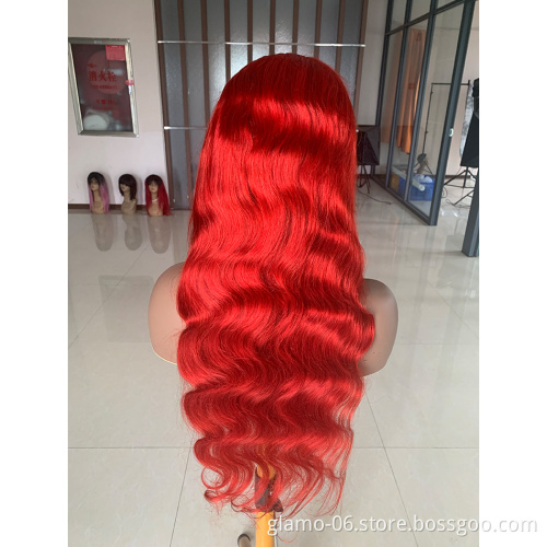 Annione Human Hair Wigs Transparent 13x4 Hd Lace Frontal Blonde Red Blue Orange Pink Highlight Wigs